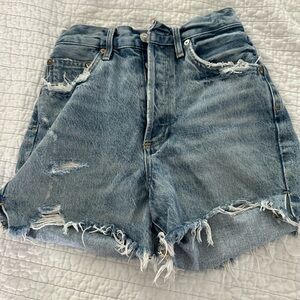 Agolde Blue Distressed Jean Shorts
